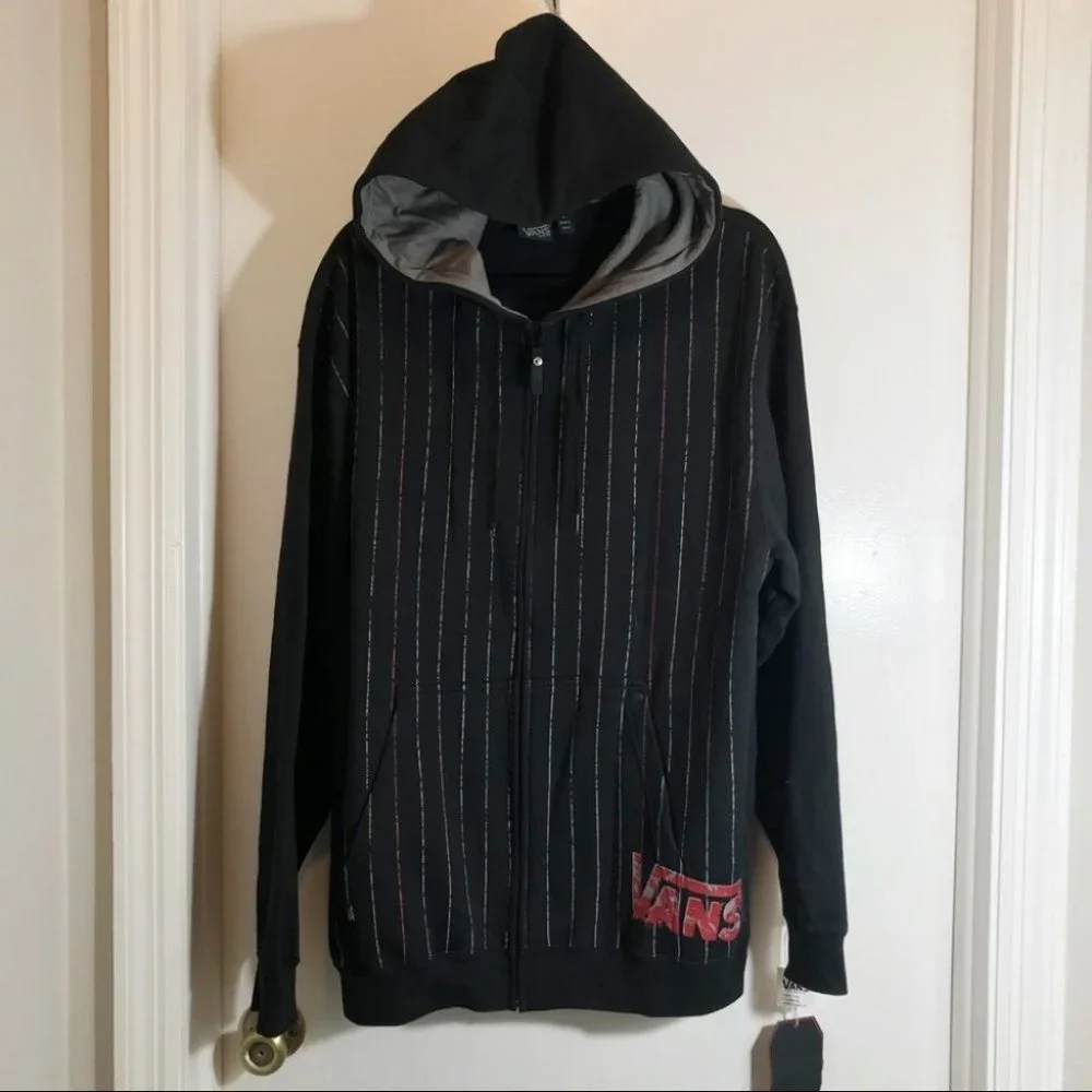 VANS LOGO HOODIE FULL ZIP Black JACKET With Pockets MEN'S SIZE XL NEW NWT - Picture 2 of 16